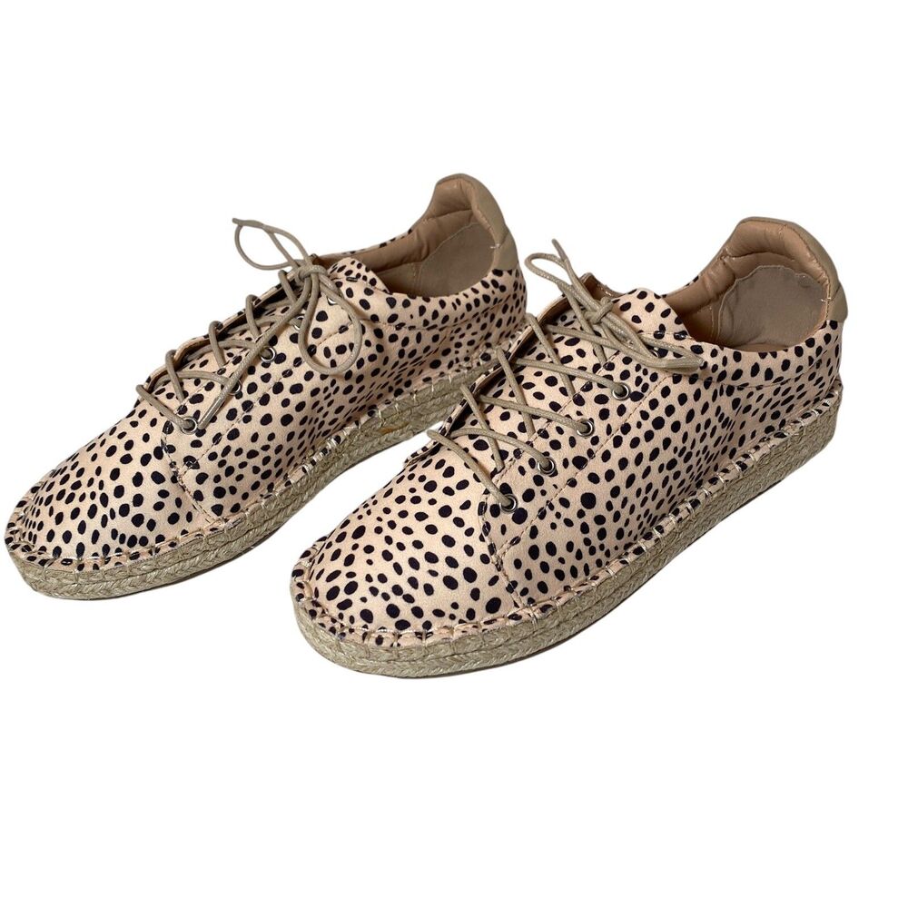 Animal Print Polkadot Women's Size 11 Sneakers LaceUp Shoes Jute Trim BRAND NEW